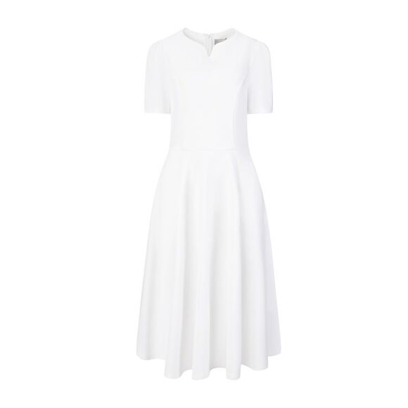 Women's Office Dresses with Pockets Split Neck Work A-Line Dress White - Picture 1 of 6
